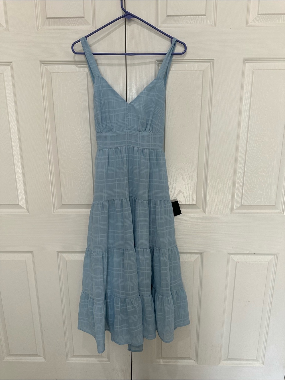 Lulu's Light Blue Tiered V-Neck Midi Dress